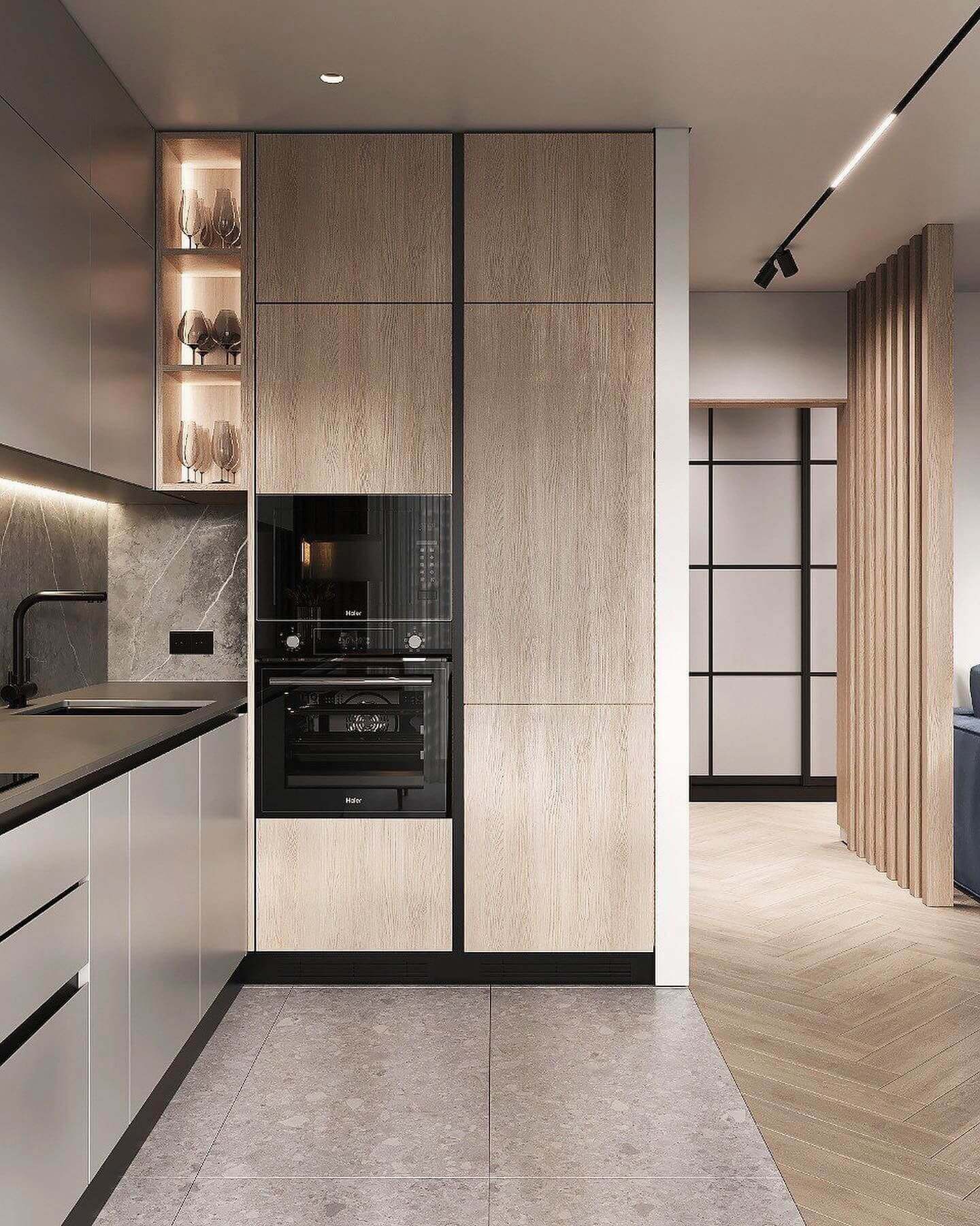 Кухни со встроенной микроволновкой