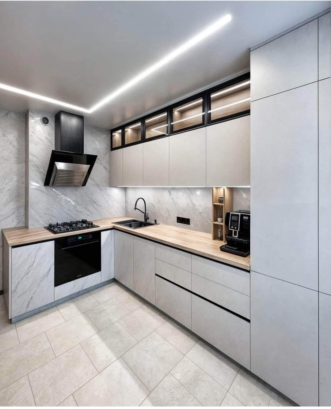 Кухни с встроенной плитой