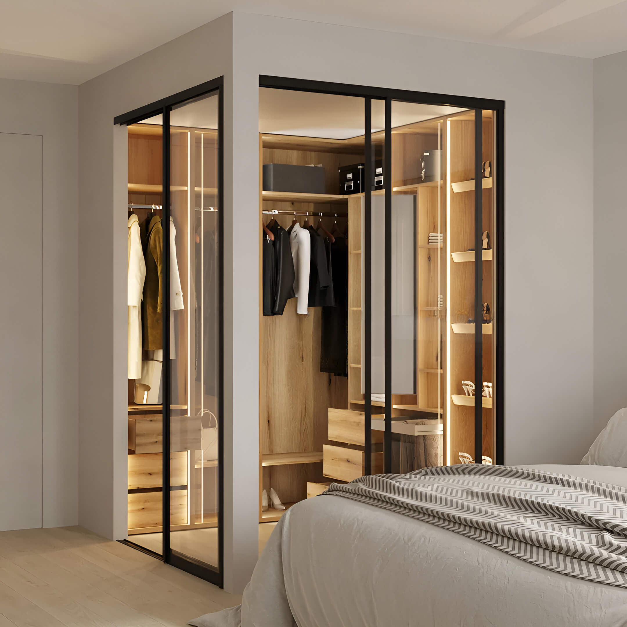 Квадратные гардеробные