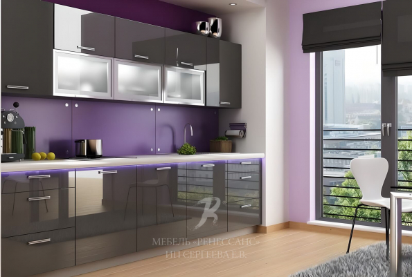 Кухня "Черный акрил" фото 