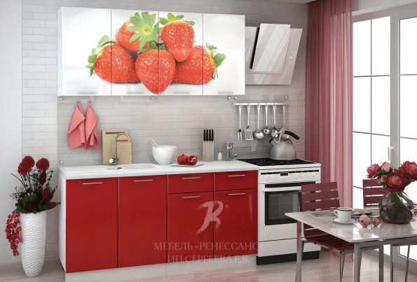 Кухня "Клубника на белом" фото 