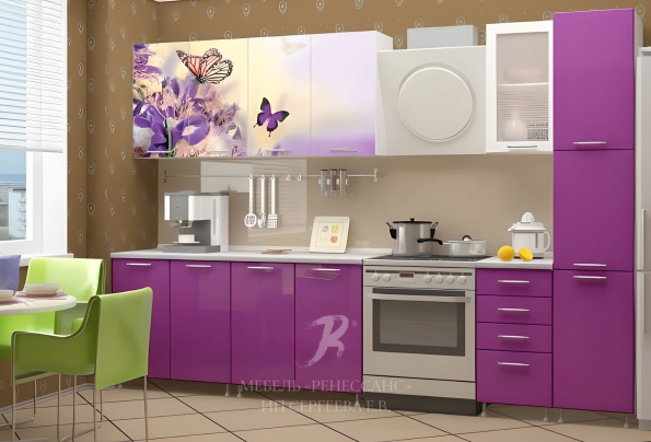 Кухня "Сиреневые бабочки" фото 