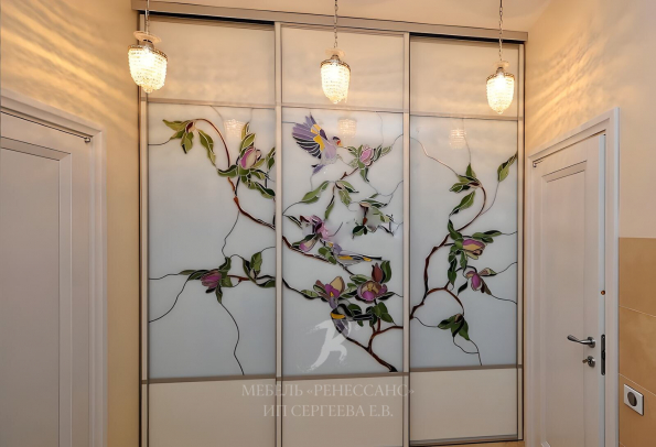 Шкаф-купе "Птицы в цветах" фото 